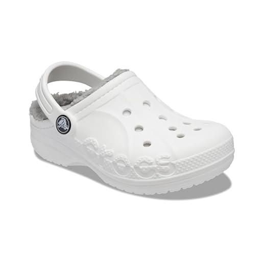 Crocs baya lined clog k - zoccoli , white/light grey, 