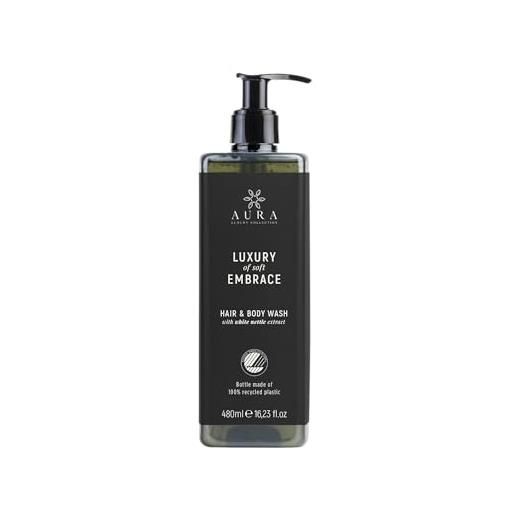 Aura luxury collection kit 1 doccia shampoo da 480 ml all'ortica bianca + staffa antieffrazione adesiva!