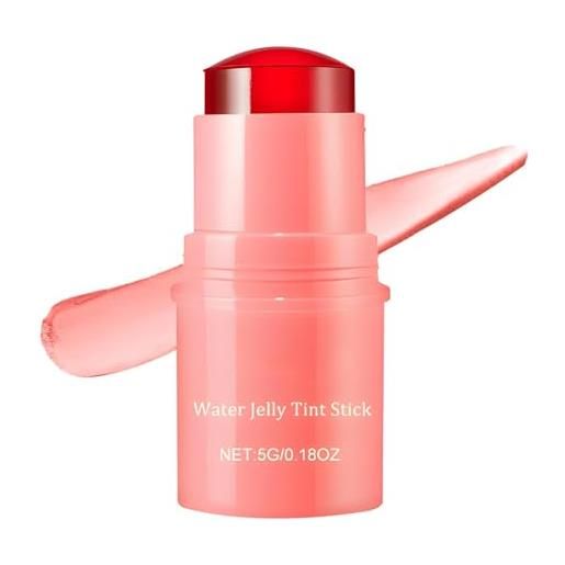 WANWEN milk jelly tint, milk cooling water jelly tint, makeup lip tint, jelly blush stick, sheer lip & cheek stain solid moisturizer stick, buildable watercolor finish (pink)