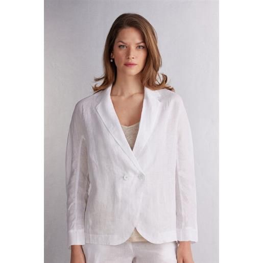 Intimissimi giacca doppiopetto in tela di lino bianco