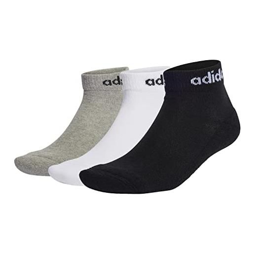 adidas ic1304 c lin ankle 3p calzini medium grey heather/white/black m