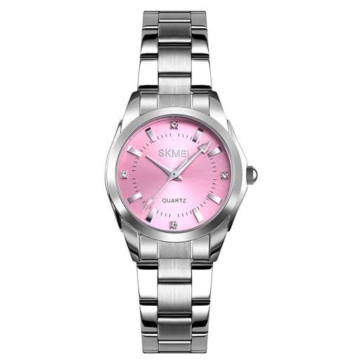findtime orologio analogico da donna, impermeabile, in acciaio inox, alla moda, orologio da polso second hnad, rosa
