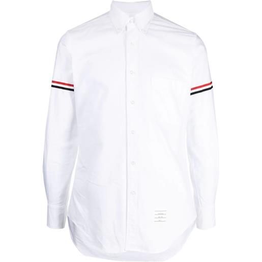 Thom Browne classic long sleeve button down point collar shirt with gg armband in oxford