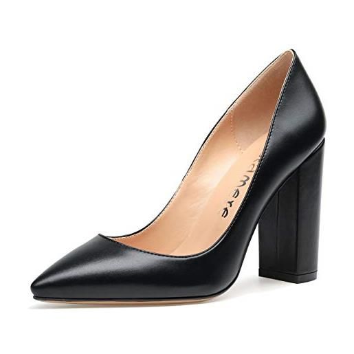 Castamere scarpe col tacco punta appuntito donna tacco a blocco 10cm pu nero scarpe eu 41.5