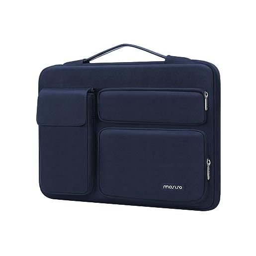 MOSISO custodia borsa porta pc 13-13,3 pollici compatibile con mac. Book air/pro, compatibile con mac. Book pro 14 m3 m2 m1, lato aperto borsa con 2 alzato&1 flapover tasche&cintura, navy blu