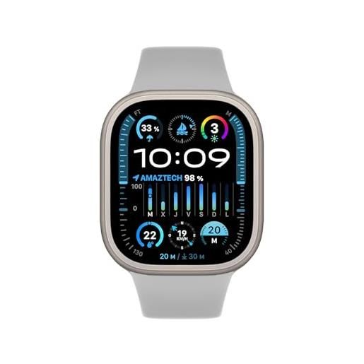 AMAZTECH orologio intelligente hk9 ultra 2 smartwatch amoled 2.02 49mm waterprof ip68 chiamate bluetooth chat gpt orologio fitness per android ios ideale per uomo e donna (silicone bianco)