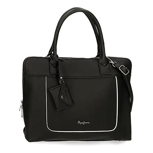 Pepe Jeans jeny equipaje- borsa messenger donna, nero, 38x28x9 cms, borsa per portatile adattabile
