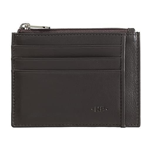 Nuvola Pelle bustina portafoglio porta carte di credito tascabile in pelle portamonete uomo a cerniera zip marrone scuro
