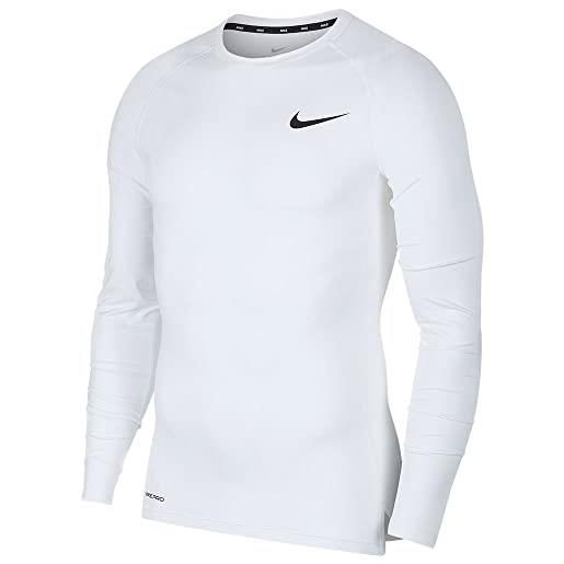Nike pro, maglia a maniche lunghe uomo, bianco (white/black), xl