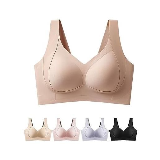 TMERIC boond bra, daily comfort wireless shaper bra, full coverage plus size adjustable shoulder strap lingerie for women (4xl, grey)