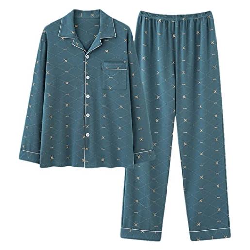 Disimlarl oversize uomo pigiama set turn down collare pantaloni pigiami cotone notte casa wear, unight119, xxxxxxl