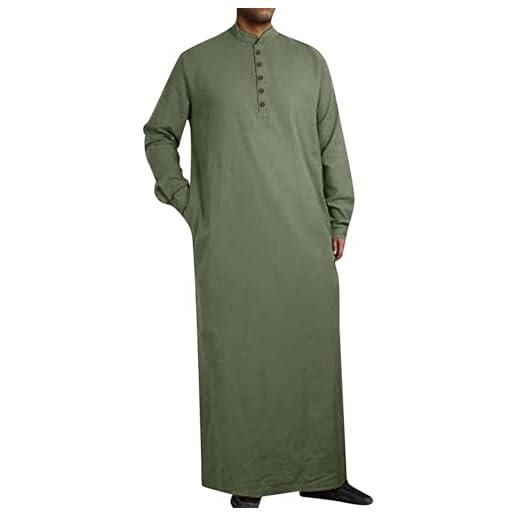 Generic abbigliamento musulmano uomini medio oriente vesti uomo tinta unita semplice con collo alto abito musulmano islamico dubai abiti musulmani etnici ramadan roben taiji abbigliamento, verde, s