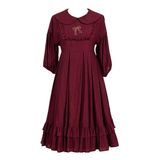 Packitcute, bellissimo vestito in stile lolita, a mezze maniche, utilizzabile per cosplay e come vestito da principessa - rosso - s