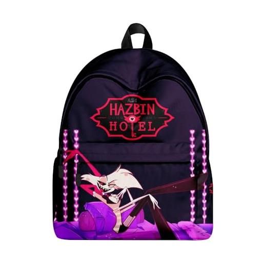 Zhongkaihua hazbin hotel zaino zaino borsa per laptop hazbin hotel alastor/angel dust figure stampa studente borsa rientro a scuola zaini per ragazzi ragazze, tipo 3, 40*30*17cm