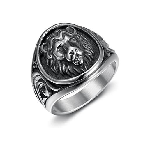 MayiaHey anello vintage con testa di leone, anello di leone celtico, per uomini, punk, testa di leone, amuleto, gioiello vichingo, anello di leone nordico, hip hop, anello di leone gotico, 19.8, metallo non