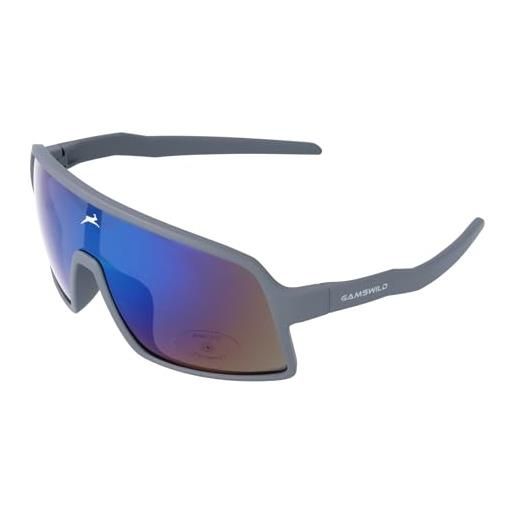 Gamswild wj7424 - occhiali da sole per bambini (5-12 anni), occhiali sportivi, occhiali da bicicletta, occhiali da sci super leggeri, occhiali da ragazza, da ragazza, rosa, grigio, blu, gamskids, 