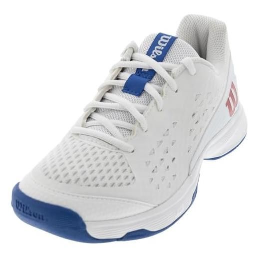 Wilson rush pro, scarpe da tennis bambini, bianco deja vu blu rosso, 4.5 uk