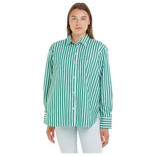 Tommy Hilfiger smd stripe easy fit ls shirt ww0ww41854 camicie casual, rosa (bold stp/whimsy pink), 44 donna