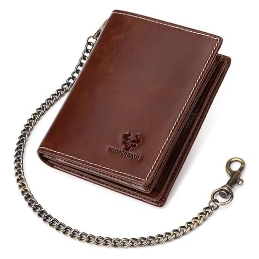 huwvqci moda breve portafoglio blocco pu porta carta di credito con catena anti furto regali per gli uomini donne degli uomini portafoglio