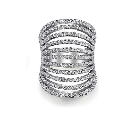 Bling Jewelry moda geometrica cubic zirconia pave cz pieno dito armatura cocktail dichiarazione ampia anello multi banda per le donne teen. 925 sterling silver