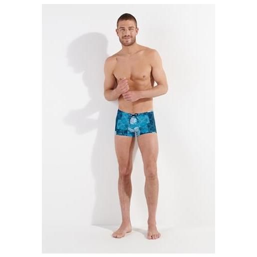 HOM boxer da bagno pierce swim trunks, stampa patchwork blu, 12 mesi uomo