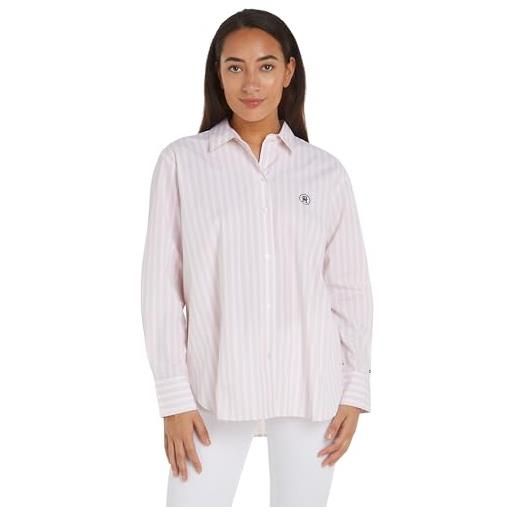Tommy Hilfiger camicia donna maniche lunghe, rosa (bold stp/ whimsy pink), 36