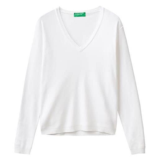 United Colors of Benetton maglia scollo v m/l 1091d4625 maglione, bianco ottico 101, m donna
