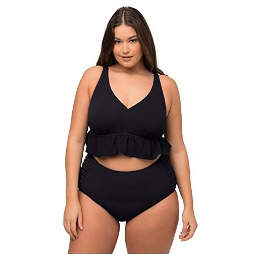 Ulla popken bikini, struktur, rüsche, softcus, träger verstellbar set, schwarz, 60 donna