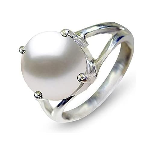 Caratyogi 925 sterling silver in sterling natural-perla rotonda preziosa promessa anello anello birthstone gioielli di moda fedi nuziali per uomo e donne dimensioni: 57