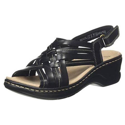 Clarks lexi carmen, sandali con cinturino alla caviglia donna, nero (black leather black leather), 39 eu