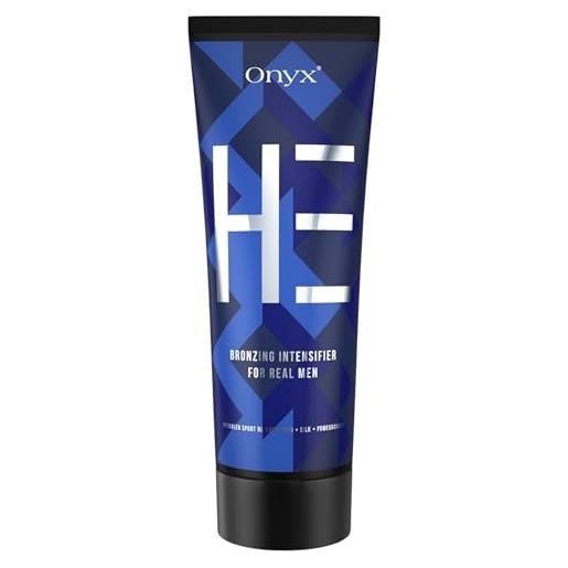 Onyx he lozione abbronzante da uomo - acceleratore per lettino solare - crema abbronzante per risultati di abbronzatura rapida e intensa - formula leggera per un effetto antimacchia