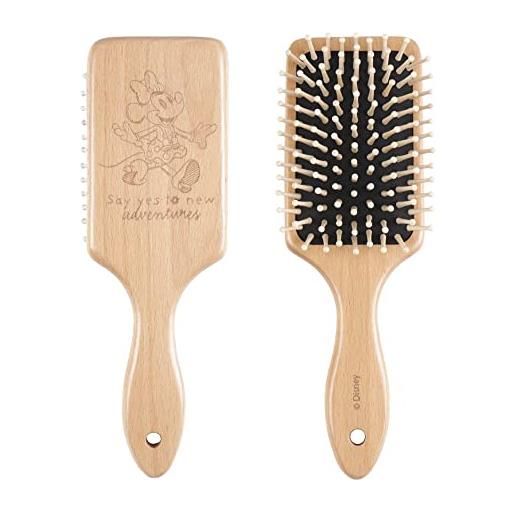 CARTOON spazzola piatta per capelli minnie, disney, 22 cm, spazzola in legno, in confezione regalo