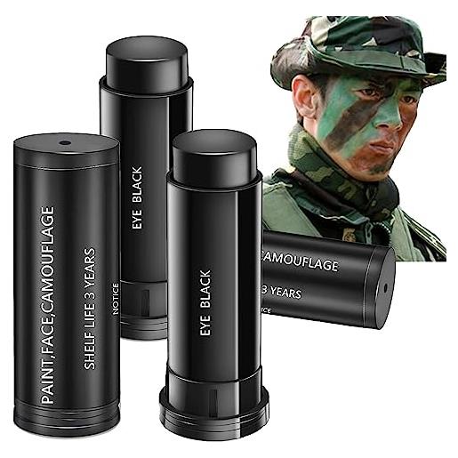 HOUSN 3 pezzi camouflage face paint sticks kit, pittura per il mimetica viso mimetico trucco militare dell'esercito di olio di campo militare all'aperto (nero)