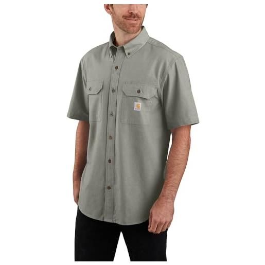 Carhartt original fit short sleeve shirt camicia da lavoro utility, chambray blu denim, l uomo