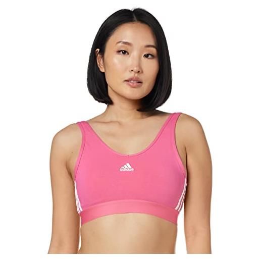 adidas essentials 3-stripes crop top with removable pads canotta senza maniche, pulse magenta/white, s women's