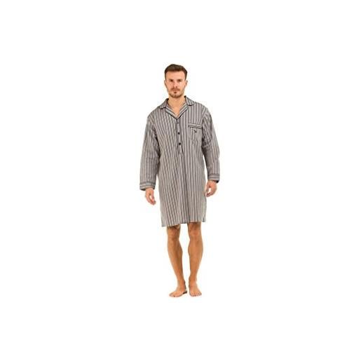 Haigman nightwear - camicia da notte da uomo in popeline leggero, 100% cotone, 7391, strisce grigie, m
