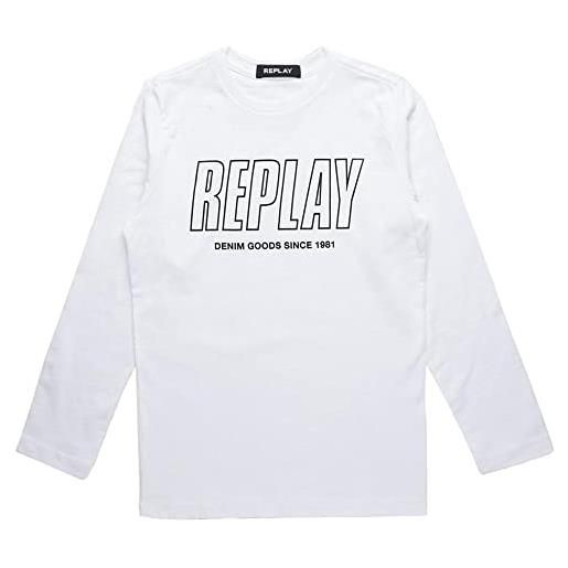 Replay sb7060 t-shirt, bianco (001 white), 16a bambino