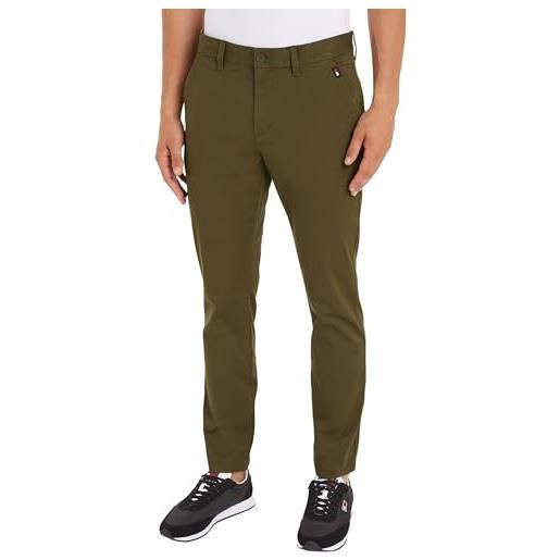 Tommy Jeans pantaloni uomo austin chino slim fit, verde (drab olive green), 33w/32l