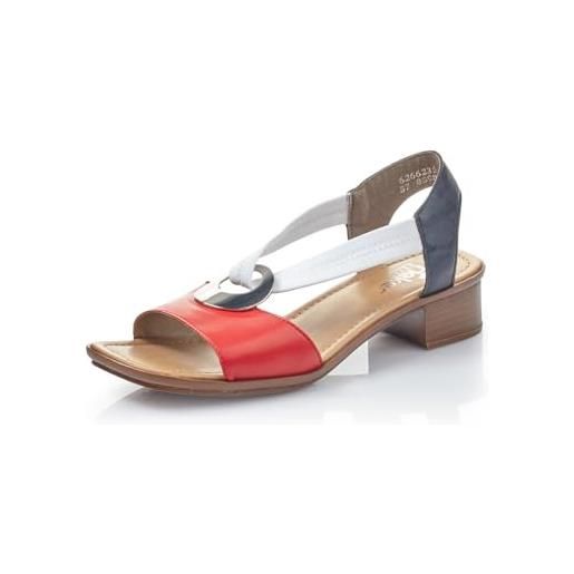 Rieker donna sandali 62662, signora sandali, scarpa estiva, sandalo estivo, comodo, piatto, rosso (rot kombi / 35), 37 eu / 4 uk
