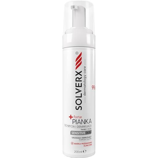 Solverx sensitive skin forte, lavaggio del viso e schiuma struccante 200 ml schiume detergenti per il viso 200 ml