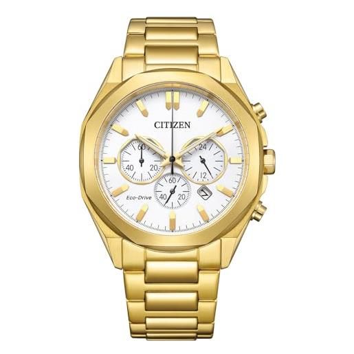Citizen ca4592-85a - orologio da uomo eco-drive con cinturino in acciaio inox, colore: oro/bianco, bracciale