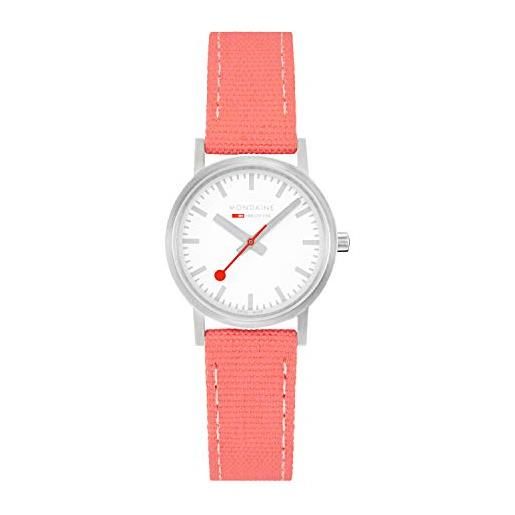 Mondaine classic - orologio con cinturino in tessile rosso corallo per donna, a658.30323.17sbp, 30 mm. 