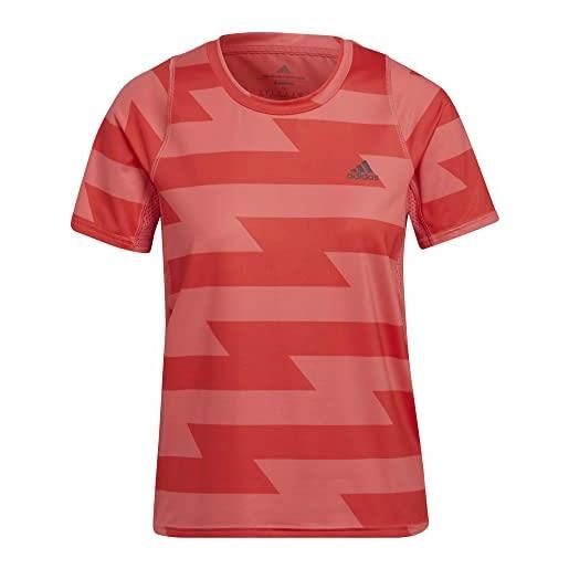 adidas rn fast aop tee, t-shirt donna, semi turbo/bright red, s