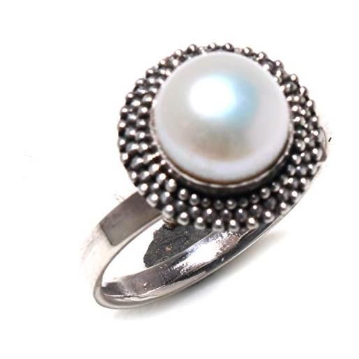 Tibetan Silver perla pietra preziosa 925 sterling argento regolabile fatto a mano anello per donne, designer tribale etnico stile filigrana incisione moderna gioielli, festa regalo anelli