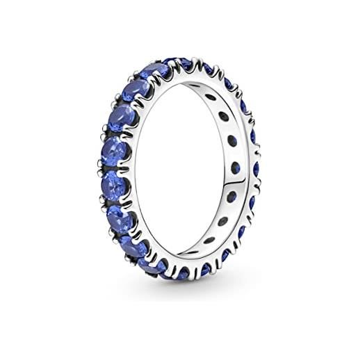 PANDORA timeless 190050c02 58 - anello con cristalli blu, argento sterling, zircone cubico