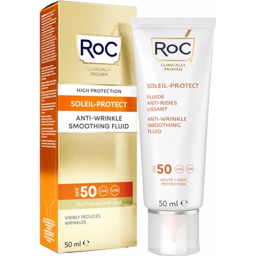 ROC OPCO LLC roc soleil protect fluido viso spf 50 - fluido viso antirughe con protezione solare molto alta - 50 ml