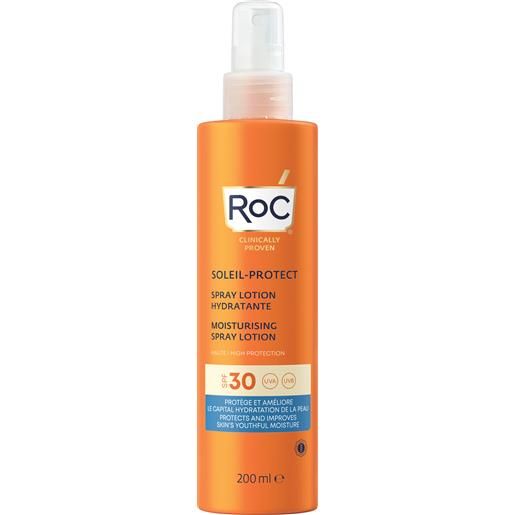 ROC OPCO LLC roc soleil protect lozione spray idratante spf 30 - spray solare corpo protezione alta - 200 ml