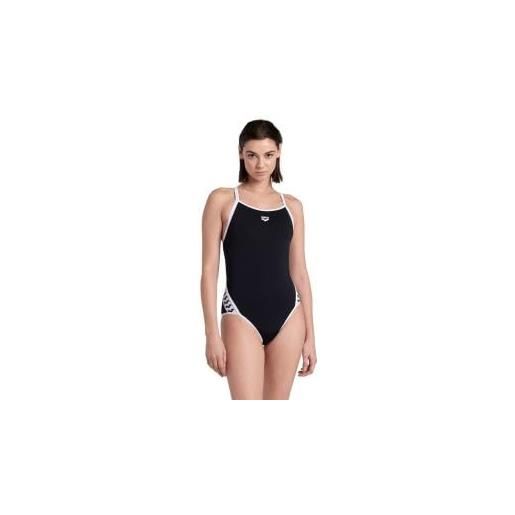 ARENA costume intero donna piscina icons superfly black solid costumi nuoto nero bianco (42)