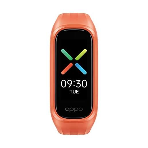 OPPO band sport tracker smartwatch con display amoled a colori 1.1'' 5atm carica magnetica, impermeabile 50m, pedometro fitness cinturino cardiofrequenzimetro, versione italia, colore orange