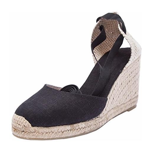 SimpleC sandali estivi da donna, stile classico, con tacco alla caviglia, in pizzo, nero, 40 eu